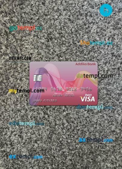 Bosnia and Herzegovina Addiko bank visa card PSD scan and photo-realistic snapshot, 2 in 1