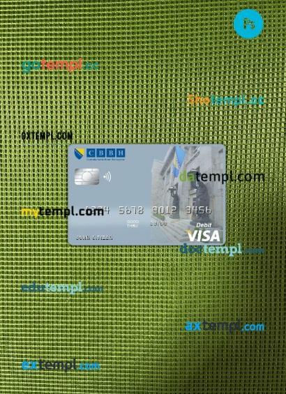 Bosnia and Herzegovina Central bank visa card PSD scan and photo-realistic snapshot, 2 in 1