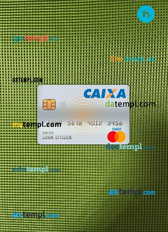 Brazil Caixa bank mastercard PSD scan and photo taken image, 2 in 1
