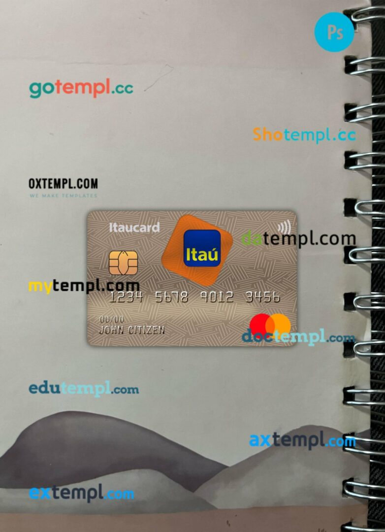 Brazil Itaú Bank mastercard PSD scan and photo taken image, 2 in 1