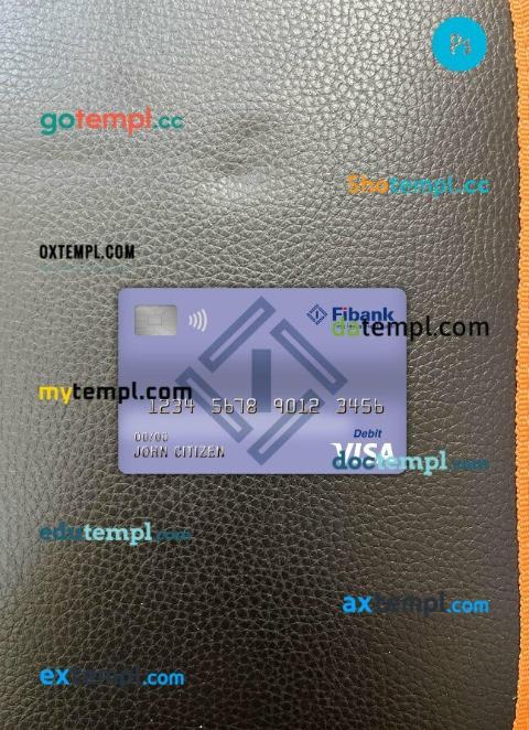 Bulgaria Fibank bank visa card PSD scan and photo-realistic snapshot, 2 in 1