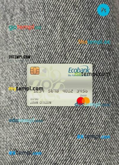Burkina Faso Ecobank bank master debit card PSD scan and photo taken image, 2 in 1