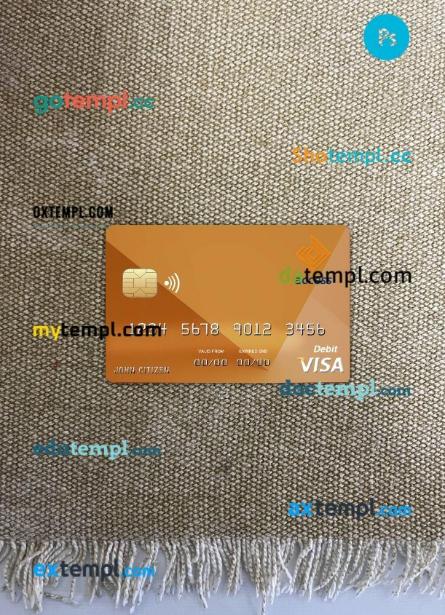 Burundi Access bank visa card PSD scan and photo-realistic snapshot, 2 in 1