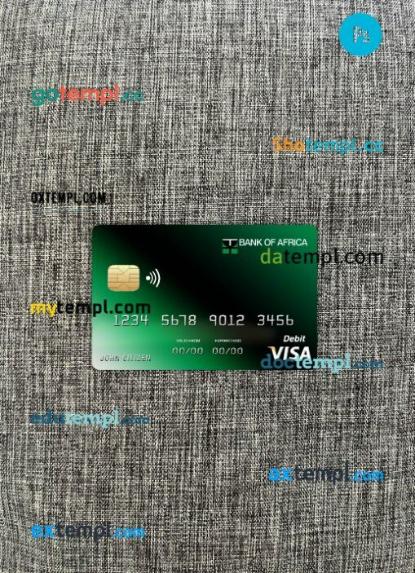 Burundi Africa bank visa card PSD scan and photo-realistic snapshot, 2 in 1