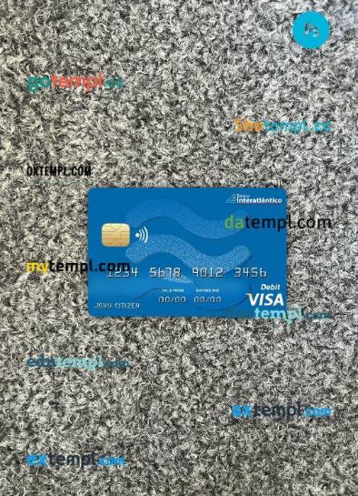 Cabo Verde Banco Inter-Atlântico bank visa card PSD scan and photo-realistic snapshot, 2 in 1