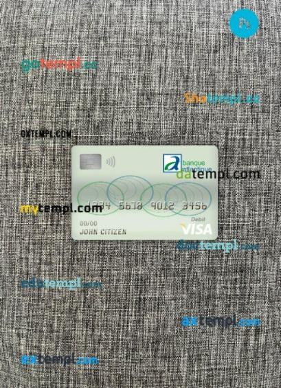 Cameroon Atlantic bank visa debit card PSD scan and photo-realistic snapshot, 2 in 1