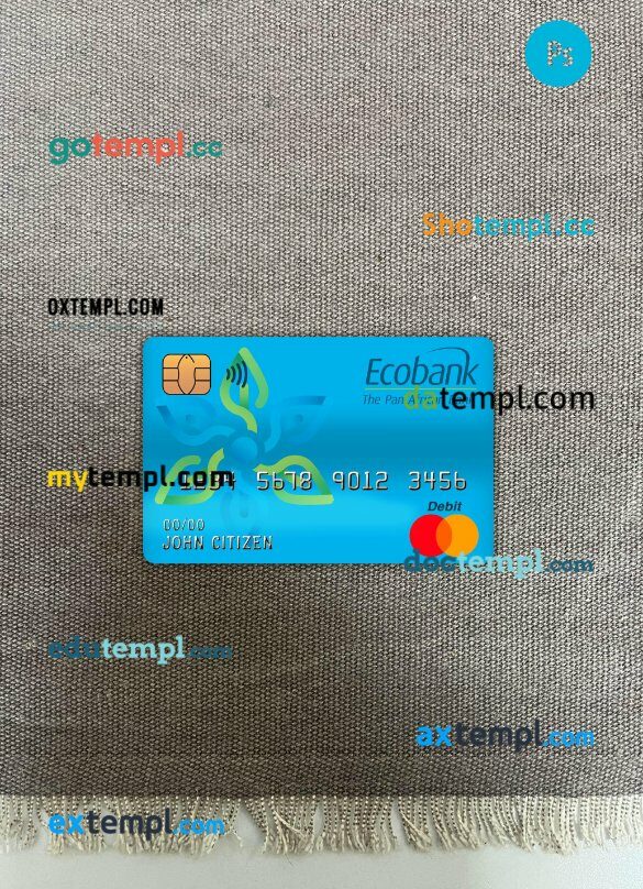 Cameroon Ecobank bank master debit card PSD scan and photo taken image, 2 in 1