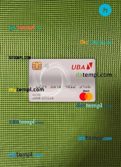 Cameroon UBA bank master debit card PSD scan and photo taken image, 2 in 1