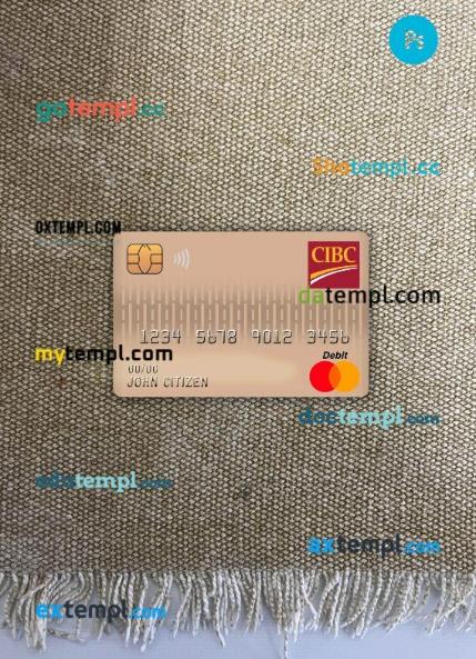 Canada CIBC bank master debit card PSD scan and photo taken image, 2 in 1k