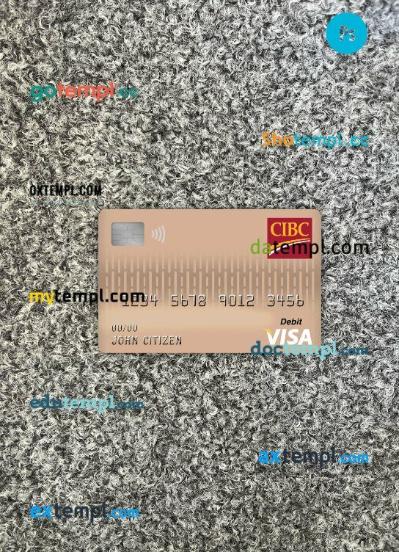 Canada CIBC bank visa debit card PSD scan and photo-realistic snapshot, 2 in 1
