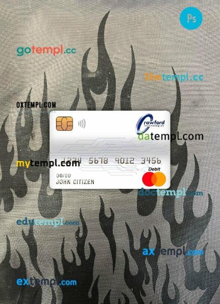 Canada Crawfordtech bank master debit card PSD scan and photo taken image, 2 in 1k