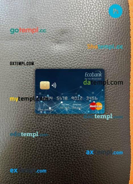 Central African Republic Ecobank bank mastercard PSD scan and photo taken image, 2 in 1