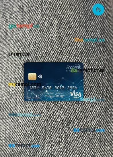 Central African Republic Ecobank bank visa card PSD scan and photo-realistic snapshot, 2 in 1