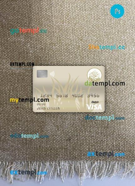 Central African Republic Bank of Central African States (BEAC) bank visa card PSD scan and photo-realistic snapshot, 2 in 1