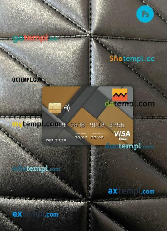 Congo Credit bank visa card PSD scan and photo-realistic snapshot, 2 in 1