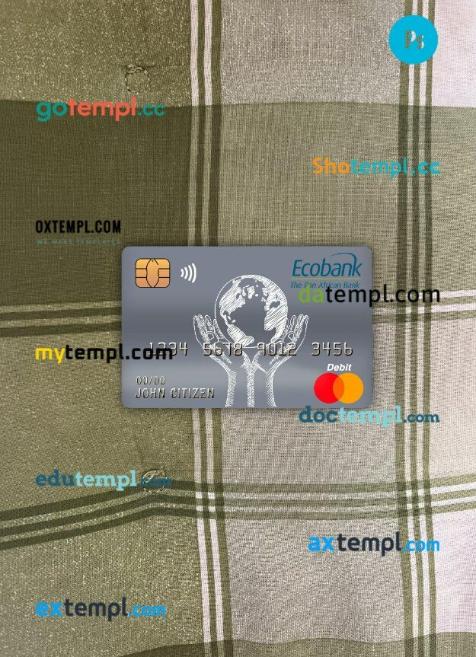 Congo Ecobank bank master debit card PSD scan and photo taken image, 2 in 1