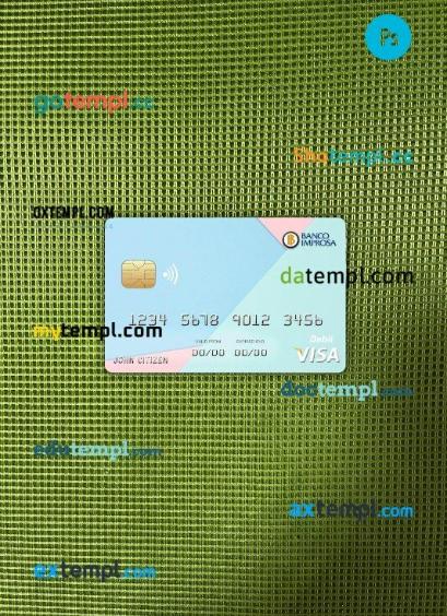 Costa Rica Improsa bank visa card PSD scan and photo-realistic snapshot, 2 in 1