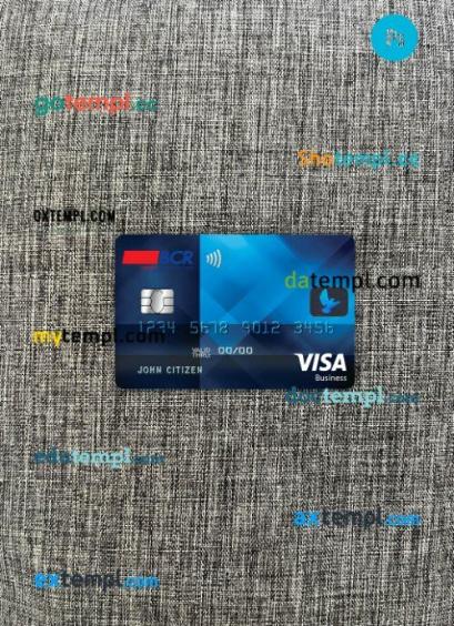 Costa Rica The Bank of Costa Rica (BCR) visa business card PSD scan and photo-realistic snapshot, 2 in 1