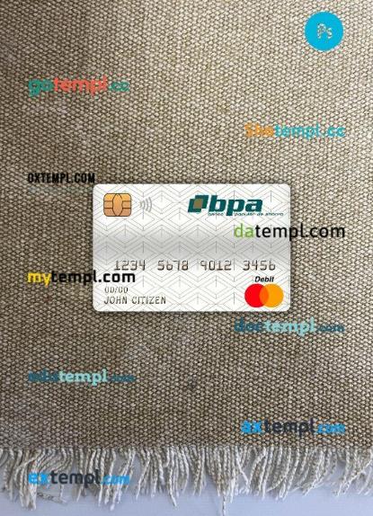 Cuba Banco popular de ahorro (bpa) bank master debit card PSD scan and photo taken image, 2 in 1