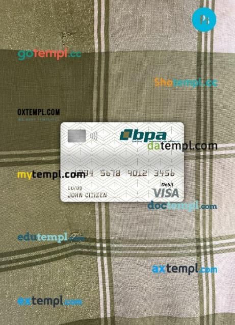 Cuba Banco popular de ahorro (bpa) bank visa debit card PSD scan and photo-realistic snapshot, 2 in 1