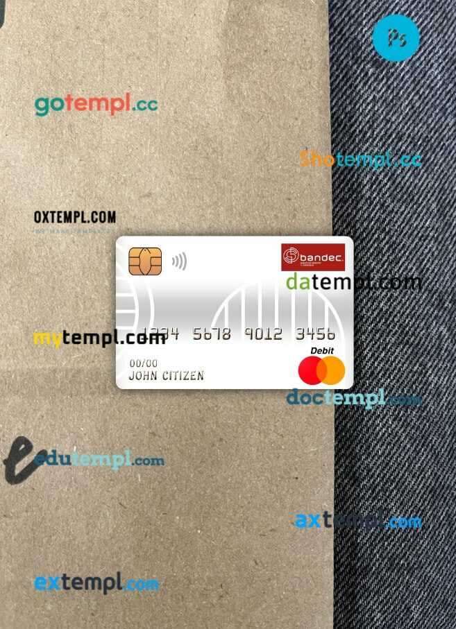 Cuba Bandec banco de credito y comercio bank master debit card PSD scan and photo taken image, 2 in 1