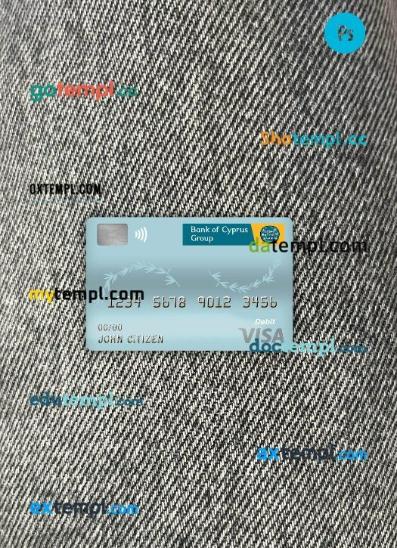 Cyprus bank of cyprus visa debit card PSD scan and photo-realistic snapshot, 2 in 1