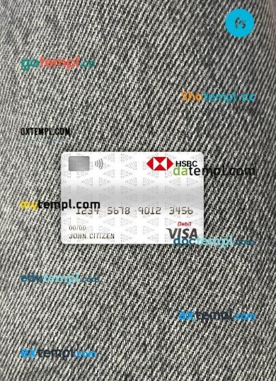 Czech HSBC bank visa debit card PSD scan and photo-realistic snapshot, 2 in 1