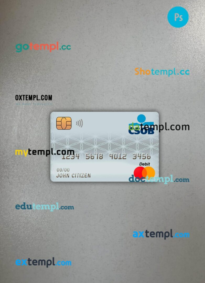Czech republic ceskoslovenská obchodní bank master debit card PSD scan and photo taken image, 2 in 1