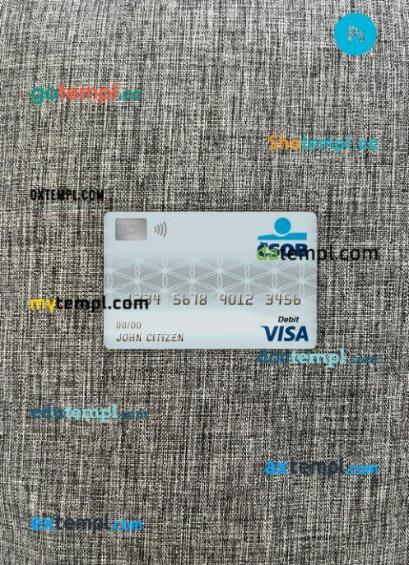 Czech republic ceskoslovenská obchodní bank visa debit card PSD scan and photo-realistic snapshot, 2 in 1