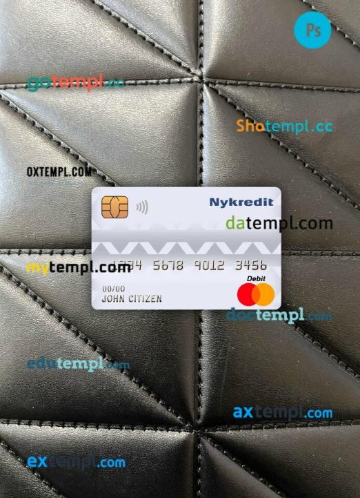 Denmark Nykredit bank master debit card PSD scan and photo taken image, 2 in 1