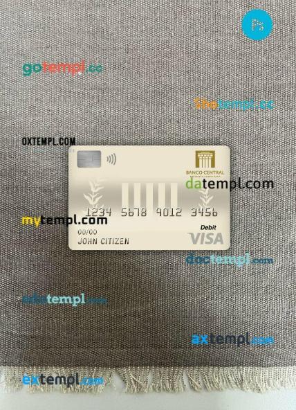 Dominican Republic Central bank visa debit card PSD scan and photo-realistic snapshot, 2 in 1