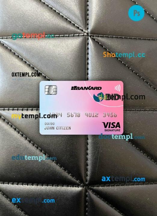 Ecuador Banco Interamericano de desarrollo (BID) bank visa signature card PSD scan and photo-realistic snapshot, 2 in 1