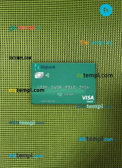 Estonia Bigbank visa debit card PSD scan and photo-realistic snapshot, 2 in 1