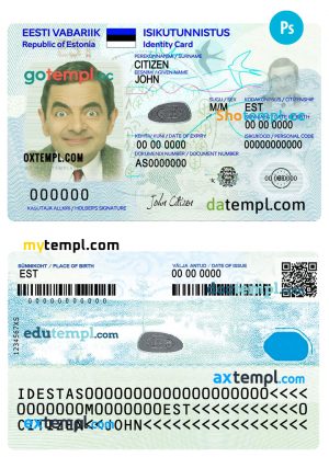 Estonia ID card template in PSD format, 2018-present, version 2