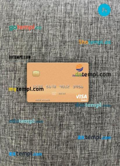 Ethiopia Awash International Bank visa debit card PSD scan and photo-realistic snapshot, 2 in 1