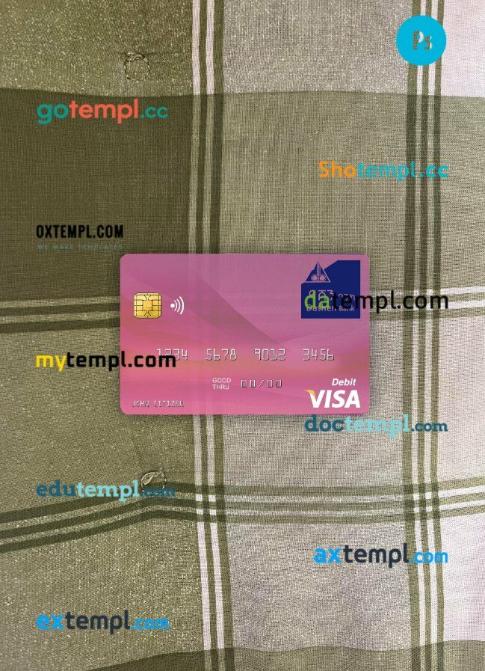 Ethiopia Dashen Bank visa debit card PSD scan and photo-realistic snapshot, 2 in 1