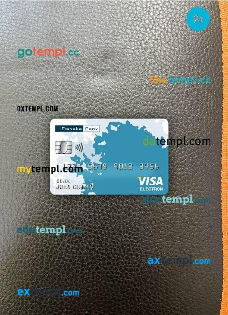 Finland Danske bank visa electron card PSD scan and photo-realistic snapshot, 2 in 1