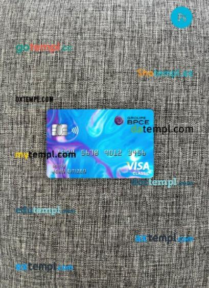 France Groupe BPCE bank visa classic card PSD scan and photo-realistic snapshot, 2 in 1