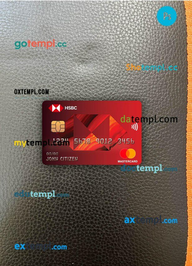 France HSBC bank mastercard PSD scan and photo taken image, 2 in 1