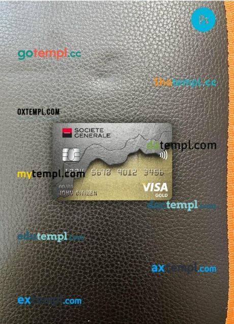 France Société générale bank visa gold card PSD scan and photo-realistic snapshot, 2 in 1