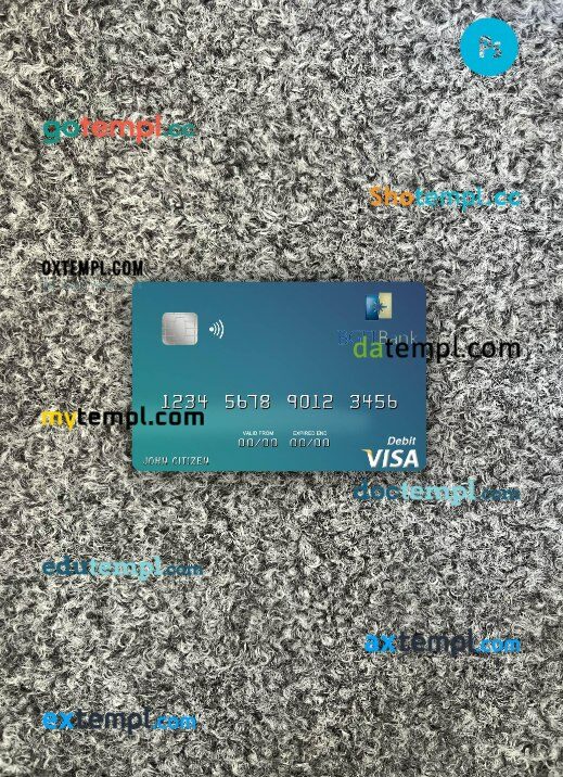 Gabon BGFI Bank visa debit card PSD scan and photo-realistic snapshot, 2 in 1