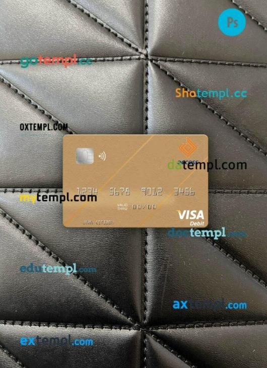 Gambia Access Bank visa debit card PSD scan and photo-realistic snapshot, 2 in 1