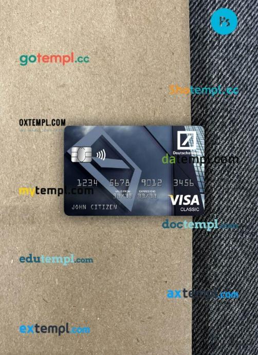 Germany Deutsche bank visa classic card PSD scan and photo-realistic snapshot, 2 in 1