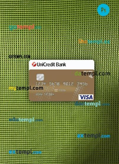 Germany UniCredit Bank VISA Credit Card PSD scan and photo-realistic snapshot, 2 in 1