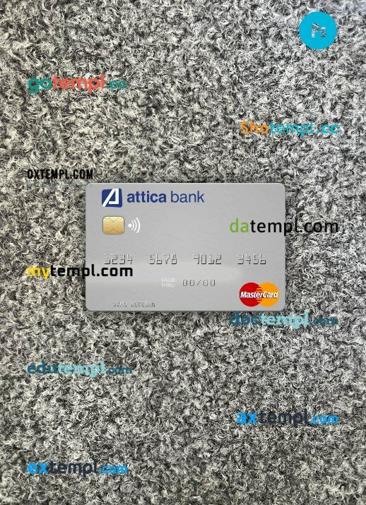 Greece Attica Bank mastercard PSD scan and photo taken image, 2 in 1