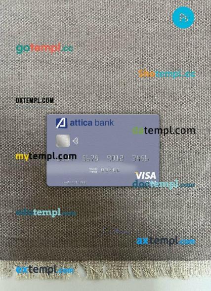 Greece Attica Bank visa debit card PSD scan and photo-realistic snapshot, 2 in 1