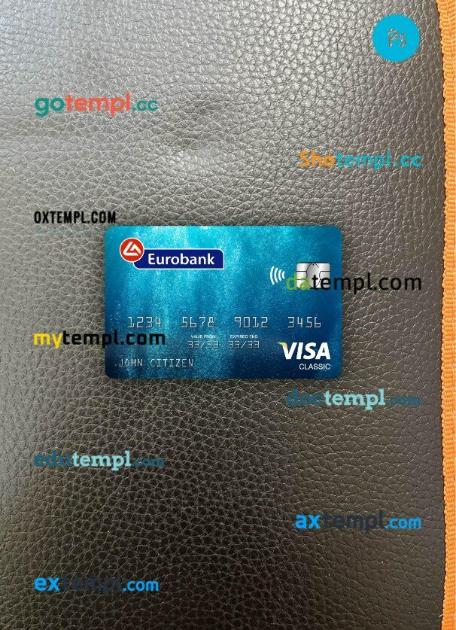 Greece Eurobank ergasias visa classic card PSD scan and photo-realistic snapshot, 2 in 1