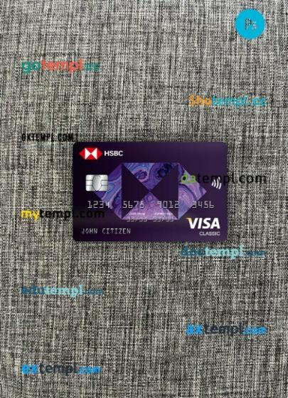Greece HSBC visa classic card PSD scan and photo-realistic snapshot, 2 in 1