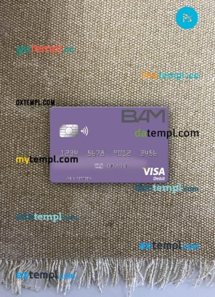Guatemala Banco Agromercantil visa debit card PSD scan and photo-realistic snapshot, 2 in 1