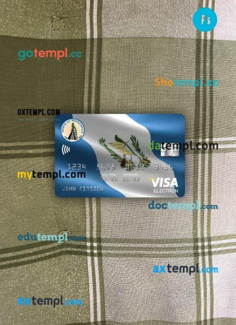 Guatemala Banco de Guatemala visa electron card PSD scan and photo-realistic snapshot, 2 in 1